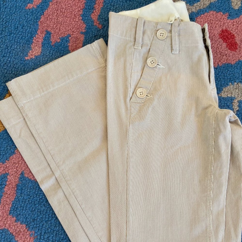 Anthropologie G1 Sailor Goods Tan Striped Pants, 0